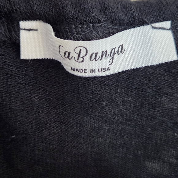 La Banga | Black Cold Shoulder Burnout Top Crochet Arms Whimsigoth Size Large - Picture 3 of 7